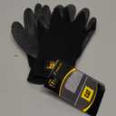 Cat CAT017400L Textured Latex Palm Gloves - Black, Large, Breathable Polycot Knit Shell Gloves with Extended Knit Wrists