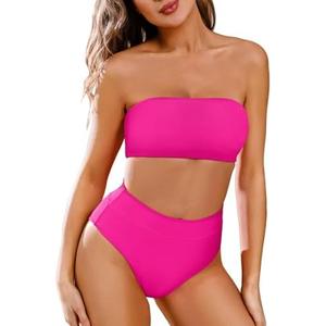 Pink Queen Women's Removable Strap Wrap Pad Cheeky High Waist Bikini Set Swimsuit Size M