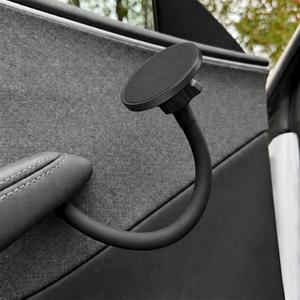 Magnetic Phone Mount Compatible with MagSafe, Designed for Model 3 Y Black | Aluminum alloy arm, N52 magnet array, side door placement, no drill setup, 360 degree adjustable view, hands free reach