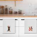 Merry Christmas Dachshund Kitchen Towels, Dachshund Lover Gifts, Weiner Dog Gifts Decorative Hand Towels for Bathroom, Winter Holiday Xmas Sausage Dog Dish Tea Towel, 16x24 Inch Set of 2