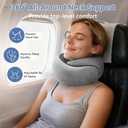 VOOMIKON Neck Pillow Airplane, Travel Pillows for Airplanes, Memory Foam Adjustable Portable Neck Pillow for Traveling, Car Rides, and Home Use (Gray)