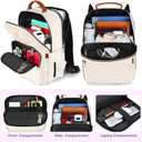 MATEIN Lightweight School Backpack for Women, 15.6 Inch Laptop Backpack | Slim Design, Fashion Teacher Nurse Bag, with Leather Handles, Casual Daypack Perfect, for Work and Commute, Beige