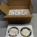 LETAOTAO Tea Cups and Saucers Set of 6, 7 oz Ceramic Turkish Coffee Cup With Gold Trim for Cappuccino, Latte, Mocha, Au Lait, Double Espresso, White