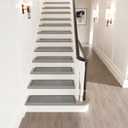 PURE ERA Cushioned Stair Mat, 8 x 30 Inch Non-Slip Stair Treads, Staircase Step Treads Foam Stair Pads, Tape Free Durable Stair Treads for Wooden Steps Washable, Easy to Clean (12 Pieces, Light Gray)