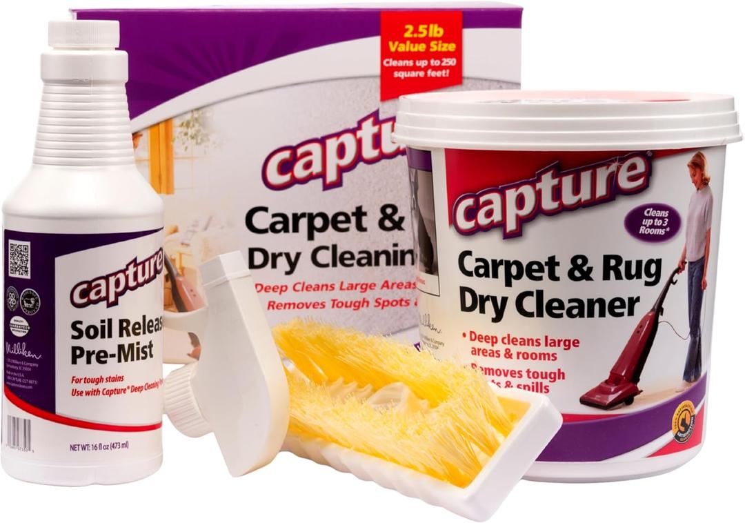 Capture Carpet Total Care Kit 250 - Carpet Deodorizer & Freshener Powder - Spot & Stain Remover - Pet Odor Eliminator - Fresh Natural Scent - Dry Rug Powder Cleaner w/Pre-Mist Spray
