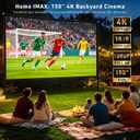 150 inch Projector Screen with Stand, 16:9 4K HD Portable Outdoor Movie Screen, Wrinkle-Free Foldable Indoor Projection Screen with Carry Bag & Ground Nails for Backyard Cinema Home Theater
