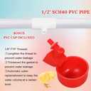 12Pack Large Chicken Feeder and Waterer Set, Automatic Chicken Water Cups with Tee, Poultry Feeder Watering Cups for Ducks,Chicks, Turkeys, Quail, Bunny, Bird(Red, White)