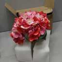 Hollyone Hydrangea Artificial Flowers with Glass Vase Fuchsia Silk Faux Flowers Arrangements in Vase with Faux Water Fake Floral Bulk Bouquet for Home Decor Table Centerpiece Decorations