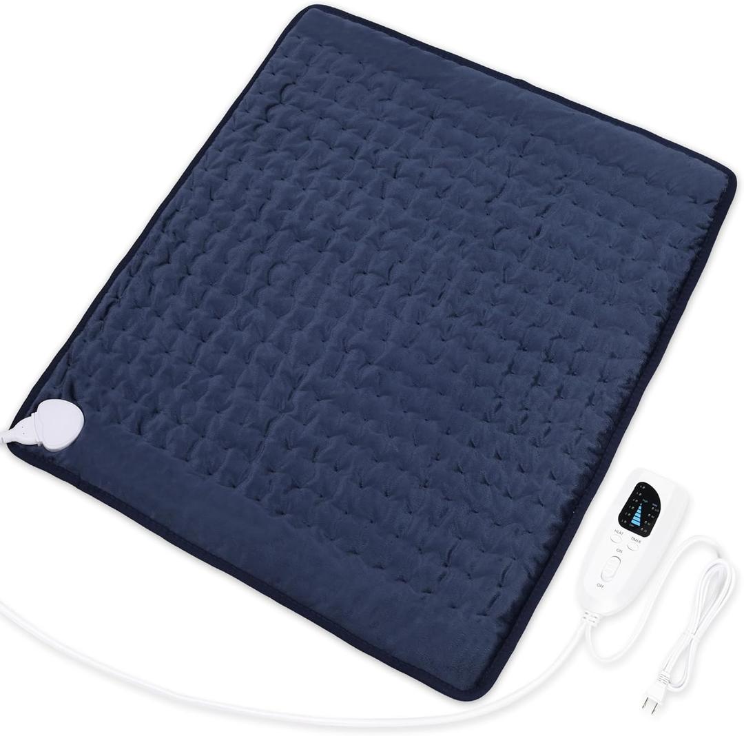Heating Pad-Electric Heating Pad for Back,Neck,Abdomen,Moist Heated Pad for Shoulder,Knee,Hot Pad for Arms and Legs,Dry&Moist Heat & Auto Shut Off(Dark Blue, 12''24') (20" x 24")