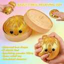 Dumpling Squishies, Glitter Dumpling, Glitter Dumplings Squishy with Box, Dumplings Sensory Squeeze Toy for Stress Relief Stretchy Desk Toys (Gold)