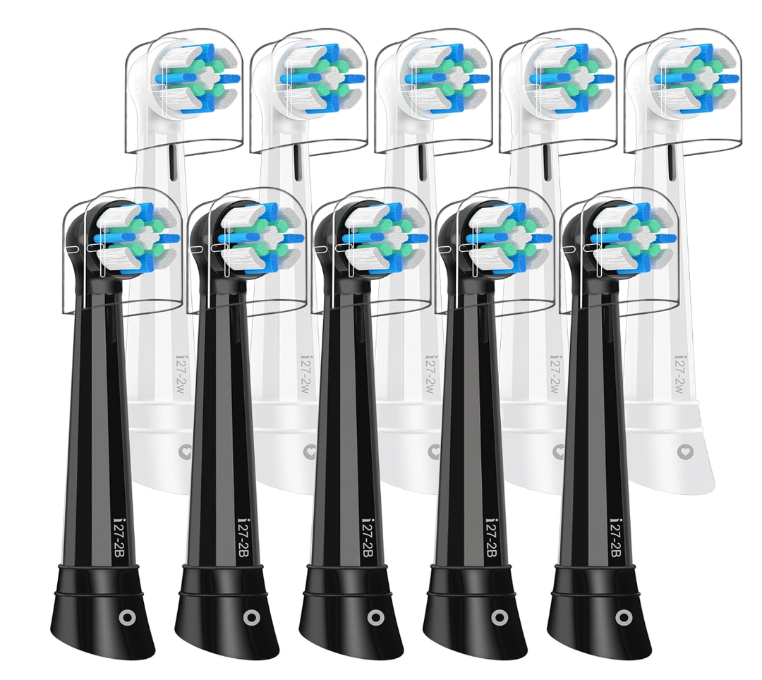 Brush Heads with Medium Bristles Compatible with Oral B IO 2/3/4/5/6/7/8/9/10/Deep Clean Electric Toothbrushes, Replacement Heads for IO (9 Black/White)