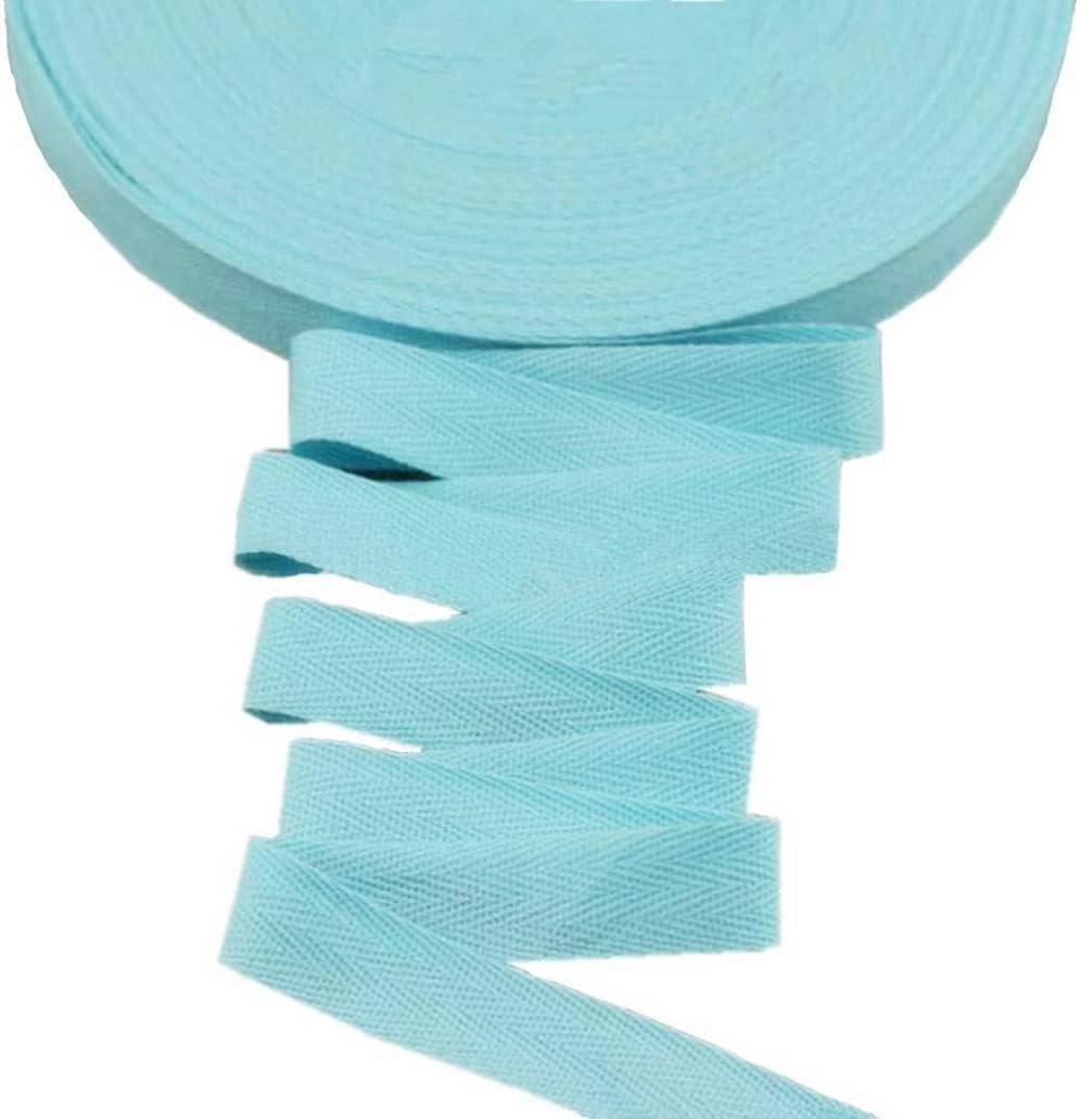 50 Yards Width 3/4inch Cotton Ribbon Herringbone Webbing Trim Fabric Twill Tape Tapestry for Bias Binding Gift Wrapping Wedding Embellishment Sewing Craft (Baby Blue)