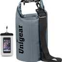 Unigear Dry Bag Waterproof, 2L/5L/10L/20L/30L/40L Floating and Lightweight Bags for Kayaking, Boating, Fishing, Swimming and Camping with Waterproof Phone Case (Gray)