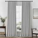 Grey Linen Room Darkening Curtains 96 Inches Long 2 Panels Set for Sliding Glass Doors, Cottage Core Blackout Pleat Light Gray Aesthetic Drapes Soundproof Privacy 8 FT Window Curtain for Office Burg, 50"W x 96"L