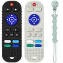 Baby Teething Toys,2pcs Silicone Teether for Babies Remote Control Shape Teethers+1PCS Pacifier Clip,Infant Teething Toy BPA Free,Dishwasher and Refrigerator Safe,for Babies 3-12 Months