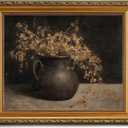 Vintage Gold Framed Wall Art for Home Decor, Farmhouse Rustic Dark Floral Autumn Painting, Moody Warm French Country Cottage Botanical Wall Decor Canvas Artwork for Bathroom, Living Room, Desktop Wall Art decor - 8x10Inch