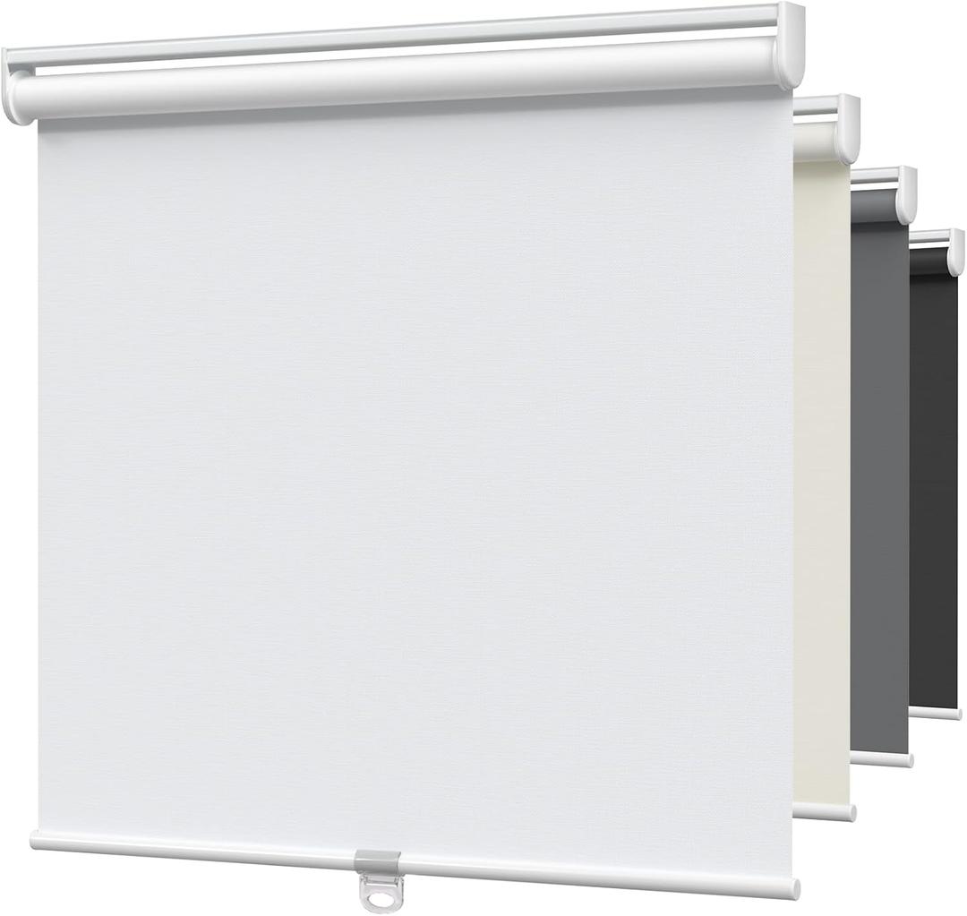 MYshade Blackout Cordless Roller Shades, Room Darkening Free-Stop Roll Up Blinds for Windows, Pull Down Blocking Blind for Home and Office, Easy to Install, 50.5" W X 72" H, White