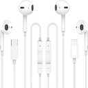 Earbuds Headphones, Wired Earphones with Lightning Connector and USB C Wired Earbuds [MFi Certified] (Built-in Microphone & Volume Control) Noise Canceling Isolating Headphones for iPhone 16 15 14 13