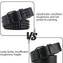 Double Grommet Star Studded Belt, Y2k EMO Punk Belt for Women,Black Grunge Goth Belts with Star Pants Chains (Black)