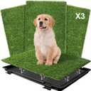 Grass Pad with Tray: Reusable Dog Training Pad - 3-Pack Replaceable Artificial Grass - Portable Potty, Absorbent Indoor/Outdoor, Washable, 22'x18' Black (Black Tray)