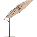 10ft Offset Hanging Market Patio Umbrella with Easy Tilt Adjustment, 8 Ribs for Backyard, Poolside, Lawn and Garden, Beige