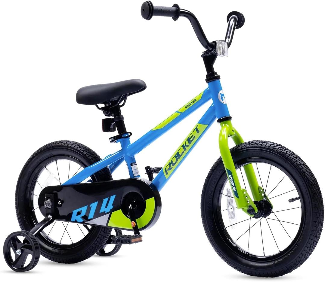 Chipmunk Kids Bike Toddlers Wheel Bicycle Beginners Boys Girls, Multiple Color Options (Rocket Blue), Style: 16 Inch for Ages 5-7 Years