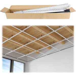 Muzata 64 Sq Ft Drop Ceiling Grid System White Complete Set Galvanized Steel Grid Kit Easy Installation for Basement Living Room Kitchen Bathroom Ceiling, TS04