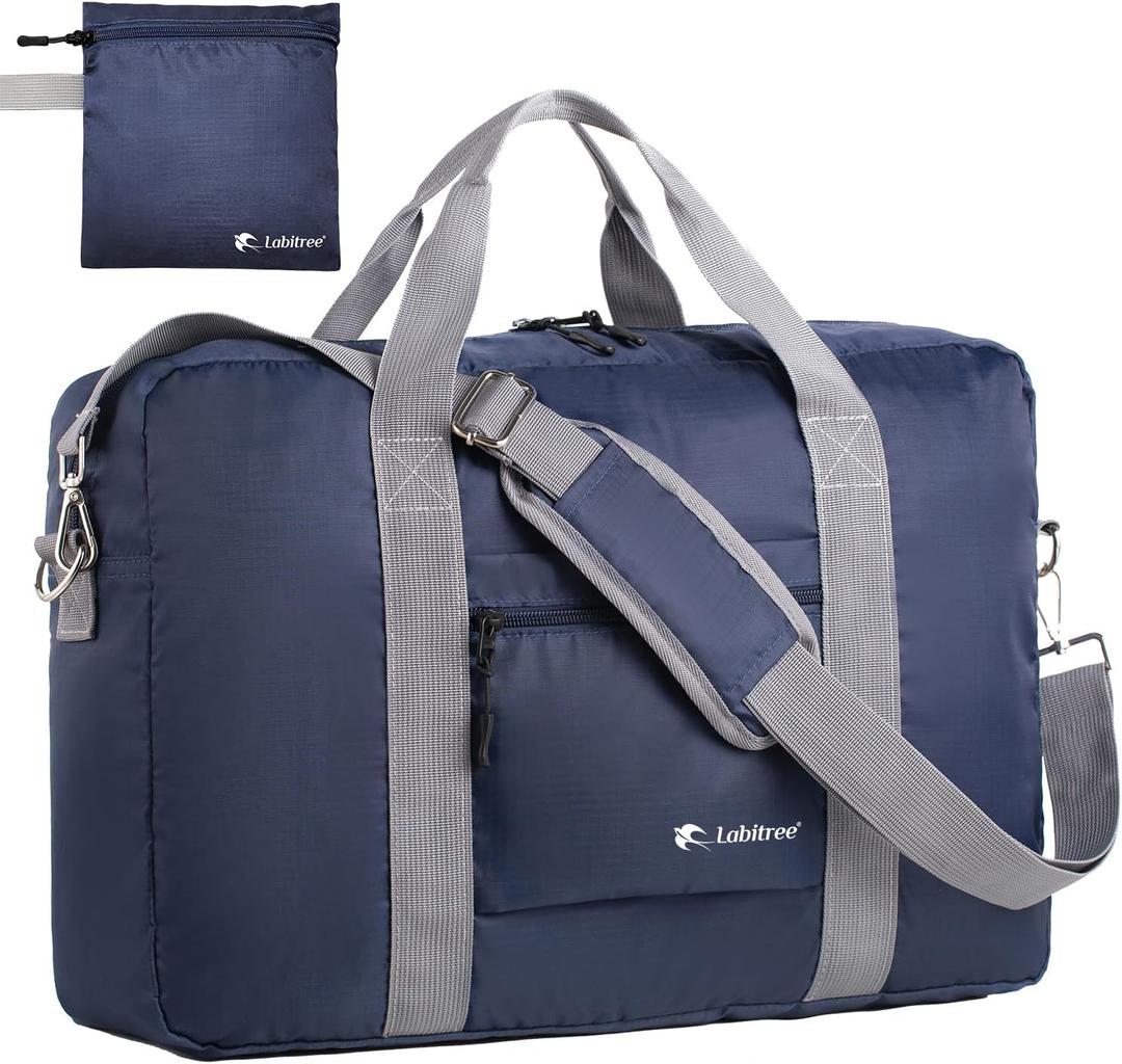 For Frontier Airlines Personal Item Travel Bag 18 x 14 x 8 Inches, Foldable Under Seat Duffel Bags for Spirit Airplane 14 x 18 x 8 Inches, Minimalist Overnight Bag for Women or Men Air Travel [Blue]