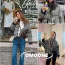 Omoone Women's Cropped Quilted Jacket Floral Printed LightWeight Padded Puffer Cardigan Coat Outwear (Black, XL)