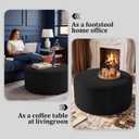 BSHOMGI Round Coffee Table Ottoman for Corduroy Cloud Sectional Couches in a Box Memory Foam Compressed Pouf Footstool Rest for Living Room, Bedroom, Makeup Room No Assembly Require(Black, 27.6")