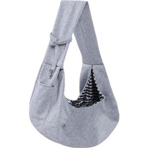 Dog Carrier Sling - Reversible Puppy Carrier Purse with Storage Pocket, Hand-Free Dog Sling Carrier for Carry Small Dogs and Cats, Travel Safety Harness, Dog and Cat Harness (Gray)