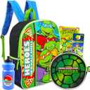 Teenage Mutant Ninja Turtles Backpack and Lunch Box Set - Bundle with 16" TMNT School Bag, Lunch Bag, Water Bottle, Tattoos, More | TMNT Backpack with Lunchbox for Boys, Kids