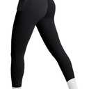 Heathyoga Scrunch Butt Lifting Leggings with Pockets for Women Tummy Control Compression Leggings No Front Seam Yoga Pants (Black, L)