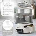 COOK WITH COLOR 3L Glass Mini Low Carb Rice Cooker  Holds 2 Cups Raw/Makes 6 Cups Cooked with Auto Lift Filter Basket, Hotpot & Steamer for Rice, Grains, Digital Panel with Keep Warm, Cream