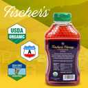 Fischer's 100% Organic Honey, USDA Certified, 24 Oz Pure, Raw & Unfiltered Honey All-Natural Sweetener Rich Flavor Profile, Packed with Nutrients (EXP 01/29/29)