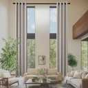 JSFLY Linen Curtains 205 inch Length 2 Panels for High Ceiling Extra Long Thick Faux Linen Window Drapes Burlap Textured Curtains with Grommet for 2 Story High Living Room (52x205 Beige)