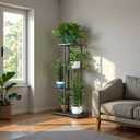 LINZINAR Plant Stand Indoor Outdoor Corner 4 Tier Metal Plant Shelf Patio Plant Rack for Garden Corner Balcony Living Room