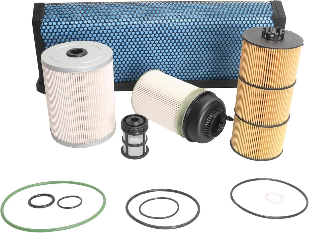 Filter Kit including Oil Filter, Air Filter, Fuel Water Separator(FWS) and Fuel Filter Element, Fits for Freightliner Cascadia DD Series DD13 DD15 DD16 engines #OE AF27879 FS19915 PF9908 P551005