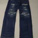 Mid Rise Barrel Jeans for Women Wide Leg Mid Waist Cropped Denim Pants Y2k Baggy Boyfriend Jeans with Pockets (Large, Dark Blue)