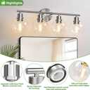 Indoi 4-Light Bathroom Light Fixtures, Brushed Nickel Modern Vanity Lights Over Mirror with Clear Glass Globe Shade, Bathroom Wall Sconces for Mirror Kitchen Living Room Hallway Cabinet Bedroom Porch