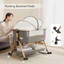 Maydolly Baby Bassinet & Bedside Sleeper, 3 in 1 Rocking Bassinet with Mattress & Sheet, Adjustable Height, Removable Breathable Cover, Easy Folding Infant Crib (Grey), 36"L x 22.6"W x 27.6"H