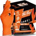 Industrial Nitrile Gloves  Heavy Duty Latex & Powder Free Disposable Gloves with Diamond Texture (Medium (Pack of 100), Orange)