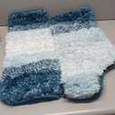 OLANLY Bathroom Rug Set 2 Piece, Soft Absorbent Microfiber Bath Mats and U-Shaped Contour Toilet Rug, Non-Slip, Machine Wash Dry, Plush Shaggy Bath Mats for Bathroom (24"x16"+24"x20", Peacock Blue)