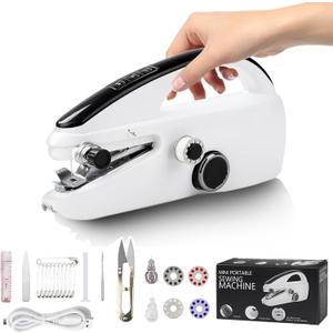 Handheld Sewing Machine Cordless  Portable Mini Handheld Sewer, Pocket Sewing Machine for Quick Repairs, Handy Stitch, Travel Stitch Sew Quick, Home & DIY Fabric (White)