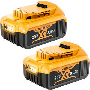 Mtesbonnie 8.0Ah Lithium-Ion Battery Replacement for Dewalt 20V Max Lithium Ion Battery Compatible with Dewalt DCB200 DCB206 DCB204 DCB203 Volt Cordless Toolswith LED Indicator2 Pack
