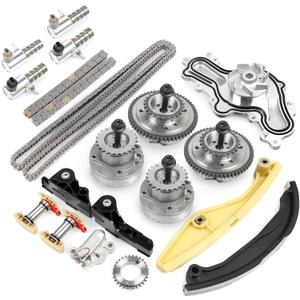 BHB Engine Timing Chain Kit with VVT Cam Phaser & 4p Solenoid Compatible with Ford F-150 F150 Edge Explorer Taurus Police Flex Lincoln MKS MKZ MKX 3.5 3.7 L 2011-2019 Replace For 90738S AT4Z6M280A