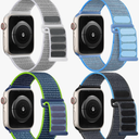 Nylon Bands Compatible with Apple Watch Bands 38mm 40mm 41mm 42mm 44mm 45mm 46mm 49mm Women Men, Soft Breathable Braided Straps for iWatch Bands Series Ultra 2/Ultra SE 11 10 9 8 7 6 5 4 3 2 1,4Pack