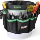 HURRICANE 5 Gallon Bucket Tool Bag Organizer, Garden Tool Caddy with 52 Pockets, Waterproof for Most Buckets
