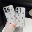 Designed for iPhone Case, 3D Pearl Cherry Soft Phone Case (White,for iPhone 15 Pro Max)