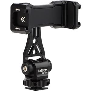 LEFTFOTO Multifunctional Universal Aluminum Phone Mount Adapter, Phone Tripod Mount with Cold Shoe & 1/4" Thread, Phone Holder Fit for Smartphone, iPhone, Cell Phone